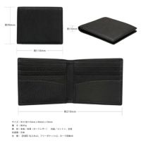 松岡皮革 メンズ 二つ折り 財布 小銭入れなし 日本製 カーフレザー 素上げ 本革 ブラック MT18003