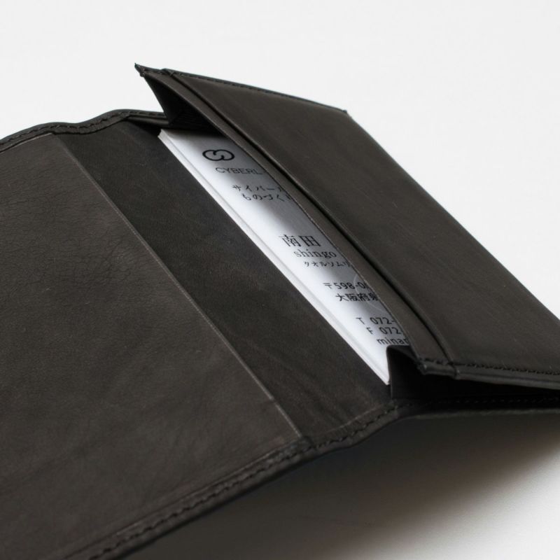 松岡皮革 メンズ 名刺入れ 日本製 カーフレザー 素上げ 本革 ブラック MT18005