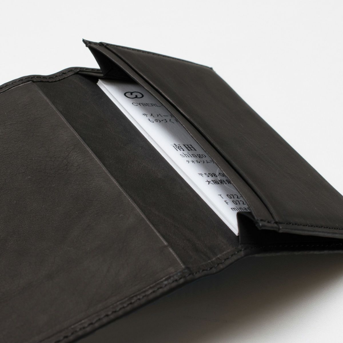 松岡皮革 メンズ 名刺入れ 日本製 カーフレザー 素上げ 本革 ブラック MT18005