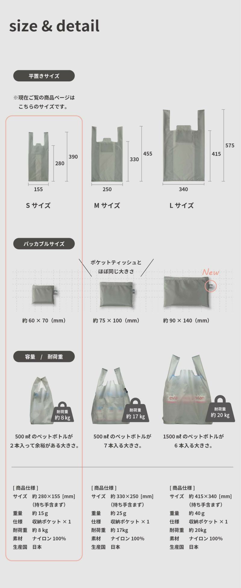 エコバッグ Regile(レジル)Sサイズ 単品 ユニセックス レジ袋 エコバッグ Regile(レジル)Sサイズ 単品 ユニセックス レジ袋